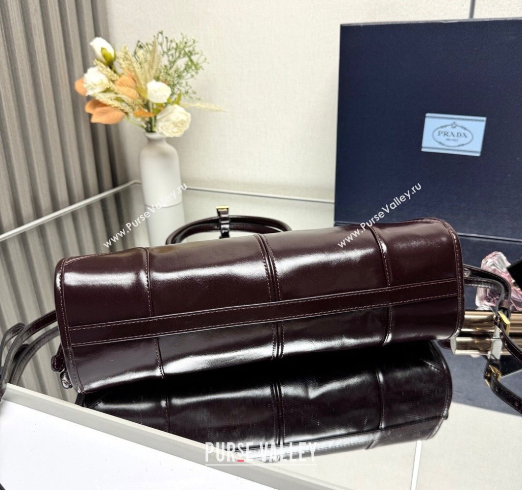 Prada Bonnie medium leather handbag Dark Brown 2025 1BA426 (YZ-250521041)
