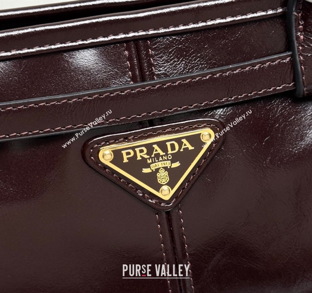 Prada Bonnie medium leather handbag Dark Brown 2025 1BA426 (YZ-250521041)