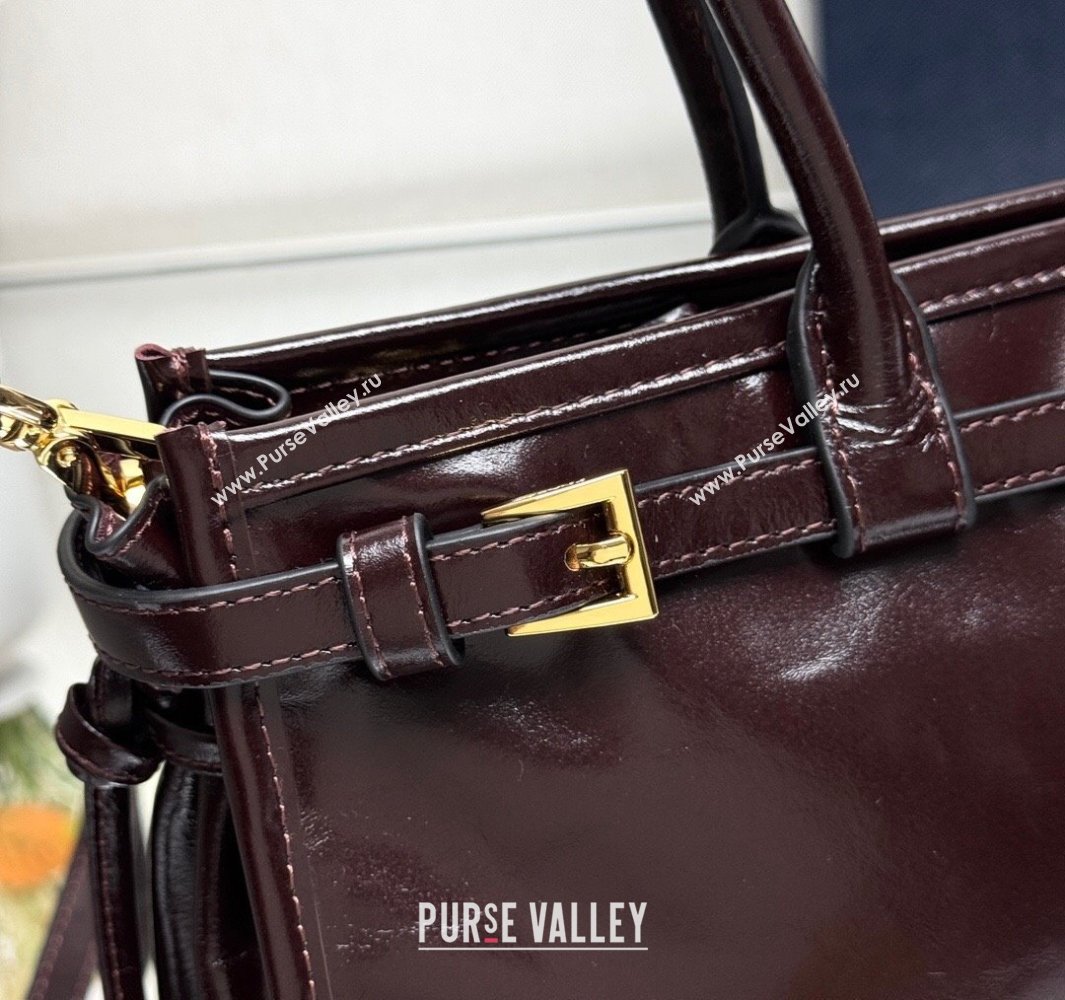 Prada Bonnie medium leather handbag Dark Brown 2025 1BA426 (YZ-250521041)