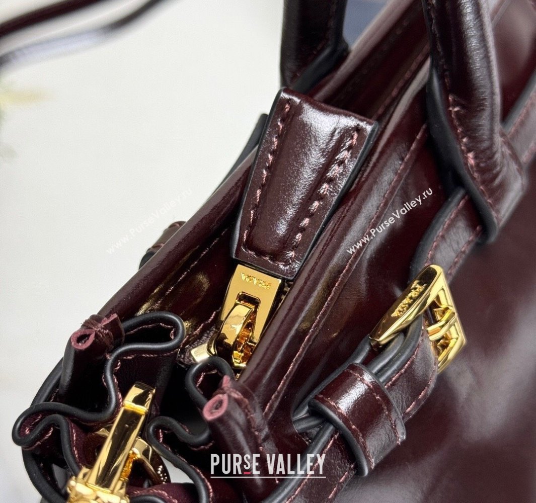 Prada Bonnie medium leather handbag Dark Brown 2025 1BA426 (YZ-250521041)