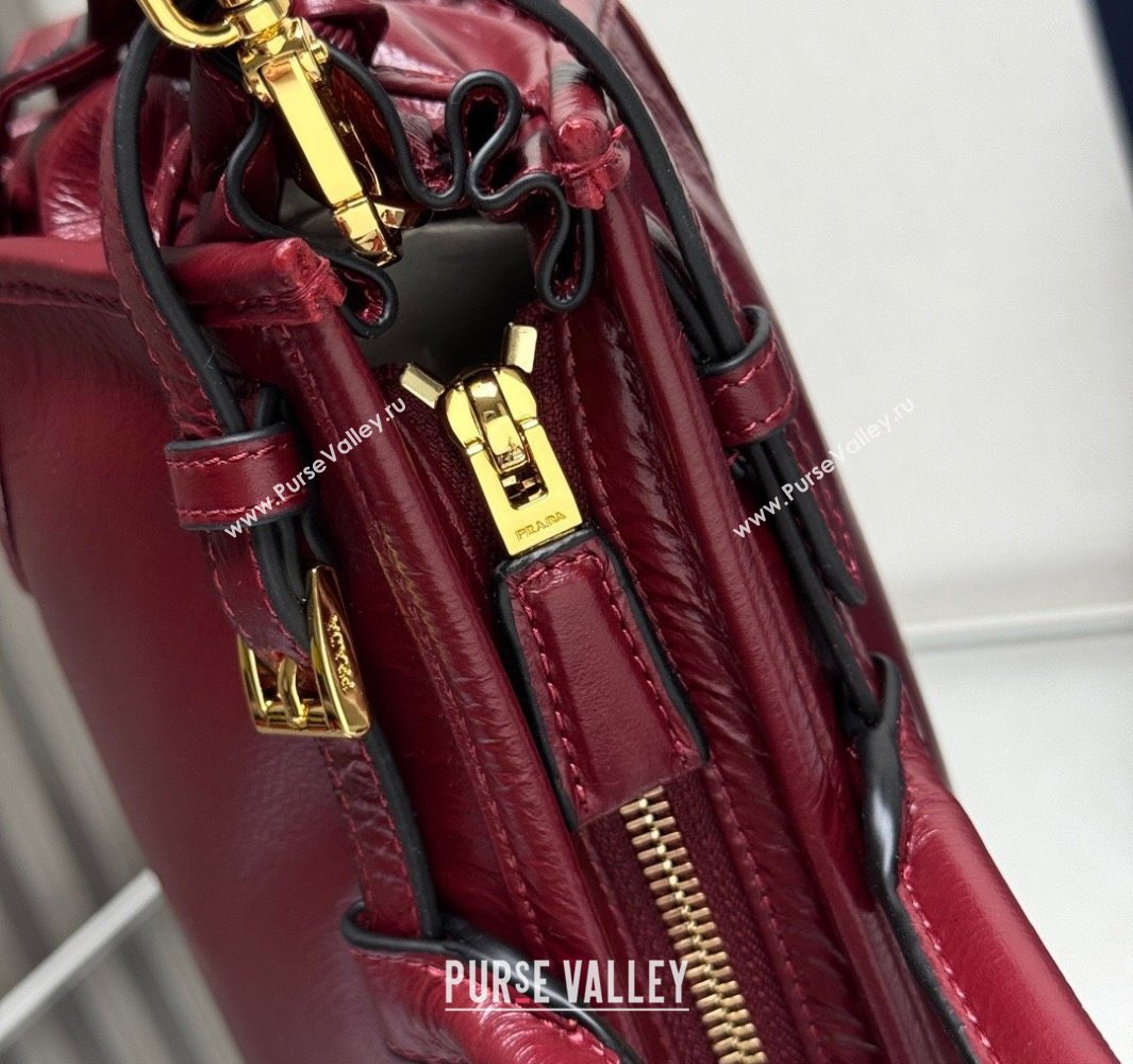 Prada Bonnie medium leather handbag Red 2025 1BA426 (YZ-250521042)