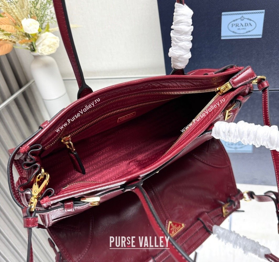 Prada Bonnie medium leather handbag Red 2025 1BA426 (YZ-250521042)