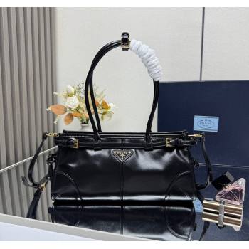 Prada Bonnie medium handbag in Crinkled Leather Black 2025 1BA426 (YZ-250521048)