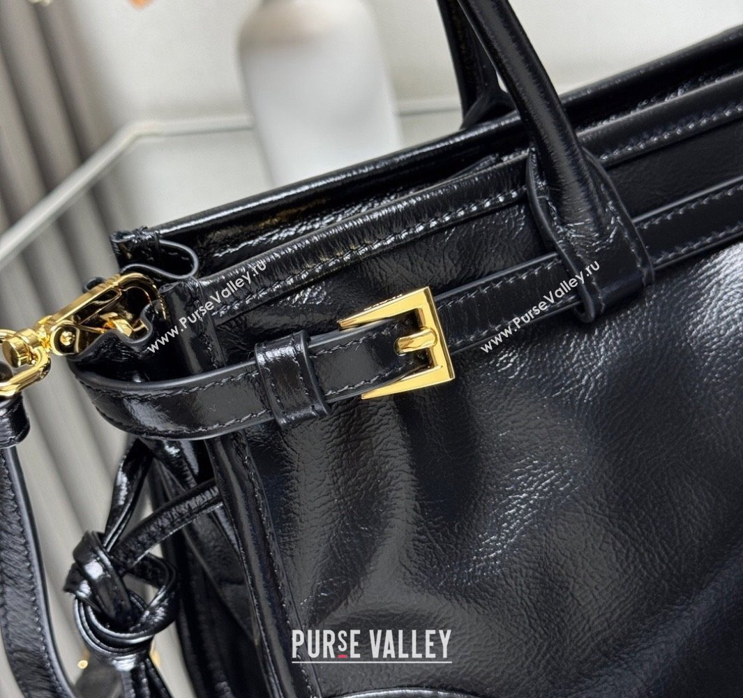 Prada Bonnie medium handbag in Crinkled Leather Black 2025 1BA426 (YZ-250521048)