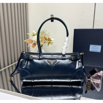 Prada Bonnie medium leather handbag Dark Blue 2025 1BA426 (YZ-250521049)