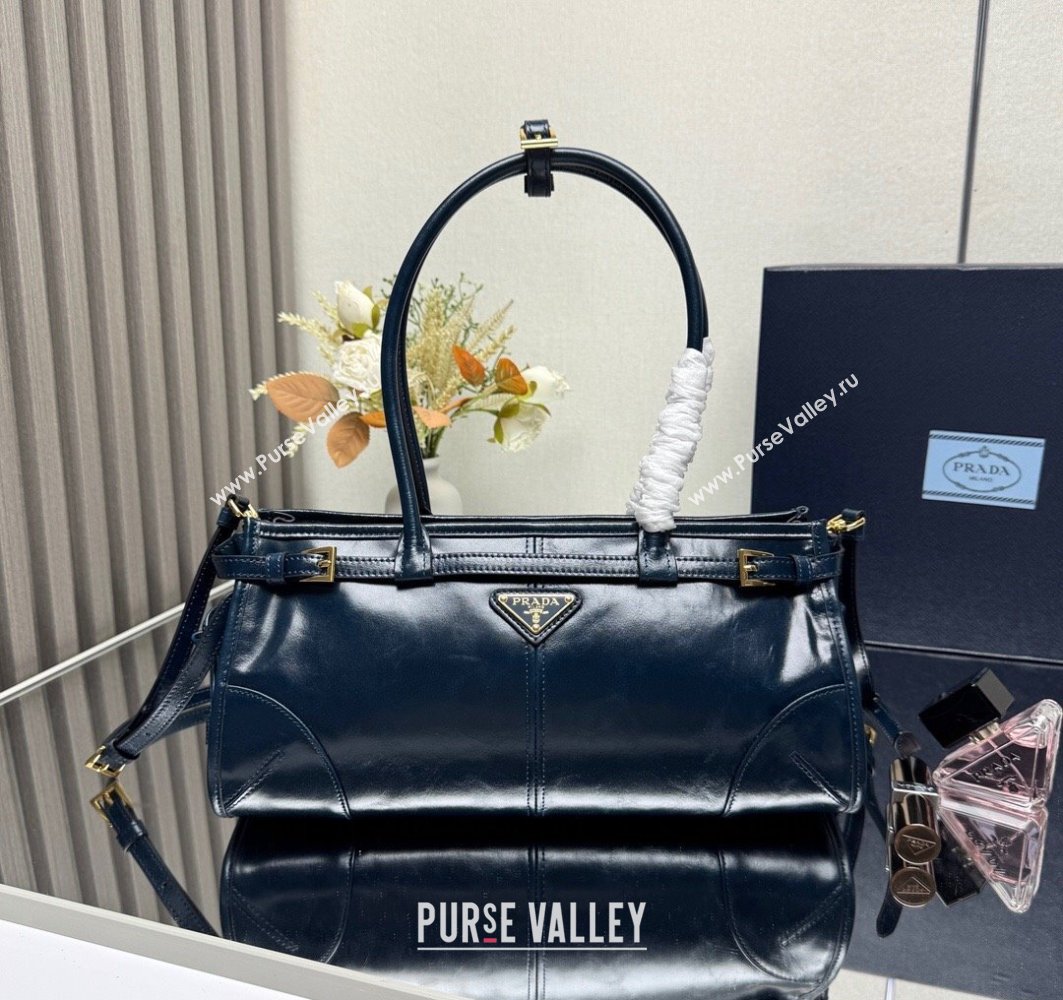 Prada Bonnie medium leather handbag Dark Blue 2025 1BA426 (YZ-250521049)