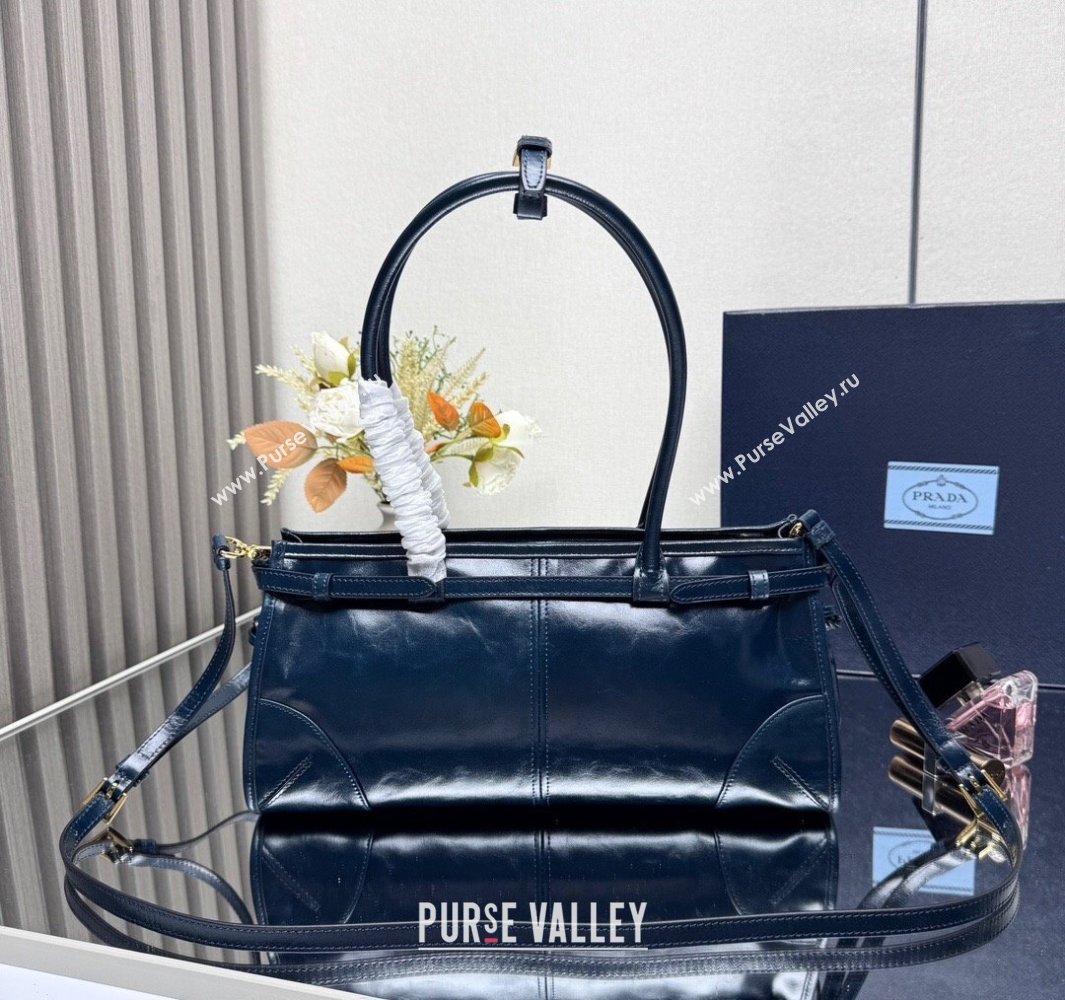 Prada Bonnie medium leather handbag Dark Blue 2025 1BA426 (YZ-250521049)