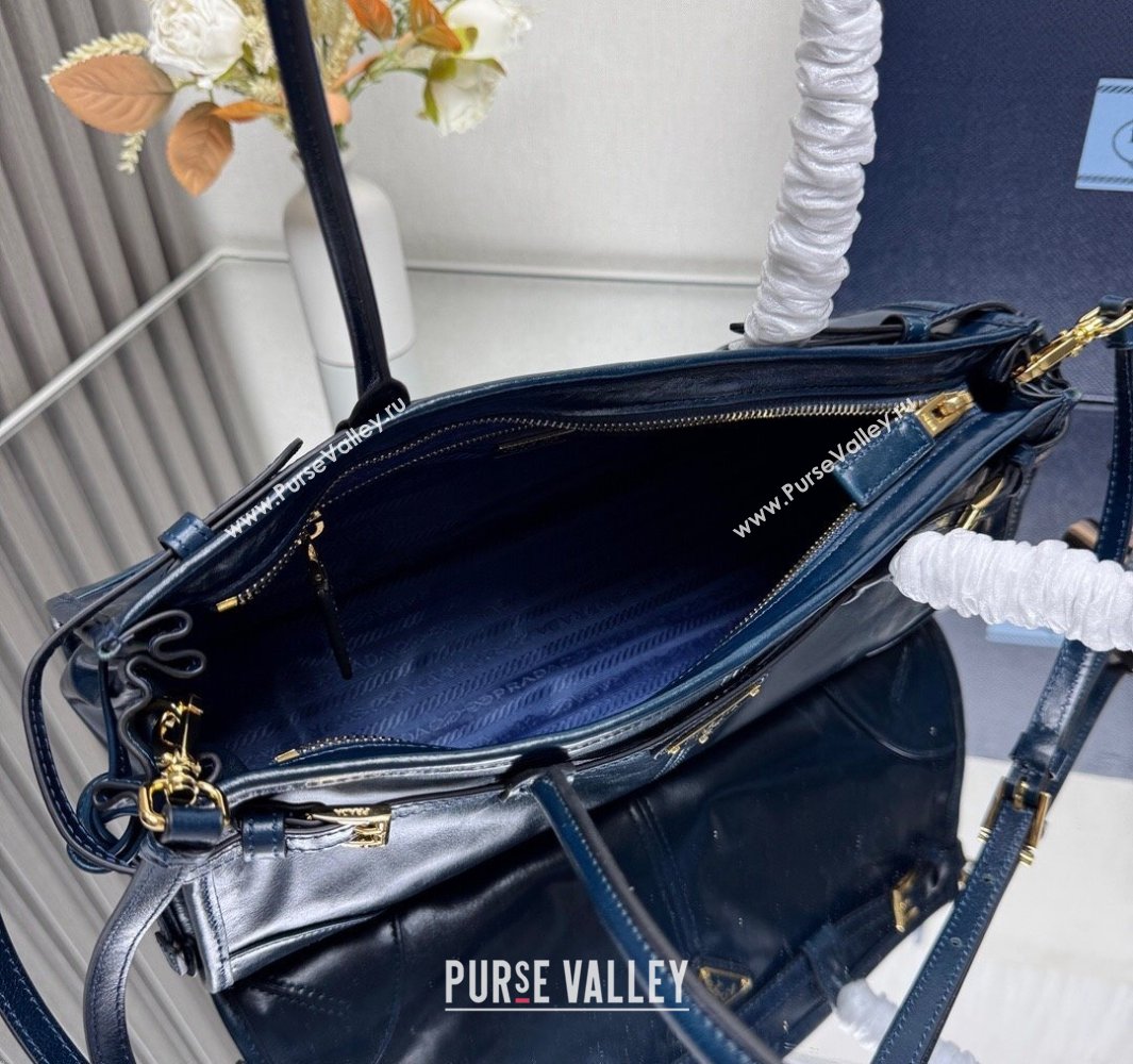 Prada Bonnie medium leather handbag Dark Blue 2025 1BA426 (YZ-250521049)