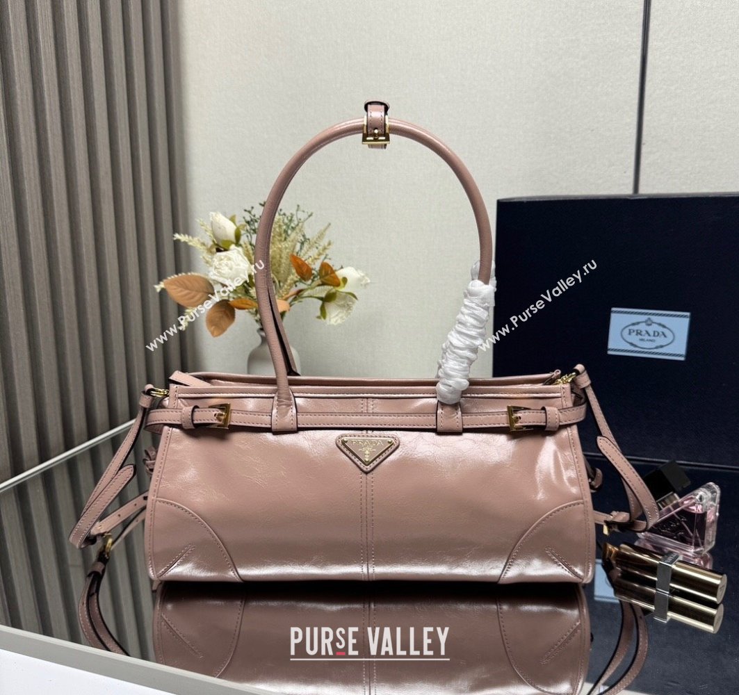 Prada Bonnie medium leather handbag Light Pink 2025 1BA426 (YZ-250521050)