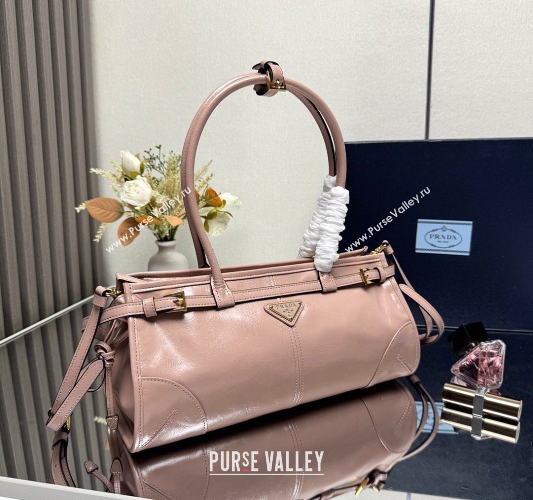 Prada Bonnie medium leather handbag Light Pink 2025 1BA426 (YZ-250521050)