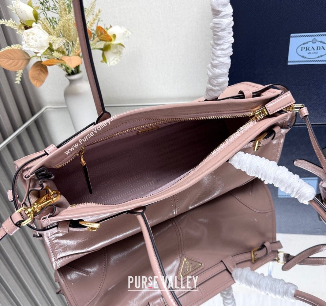 Prada Bonnie medium leather handbag Light Pink 2025 1BA426 (YZ-250521050)