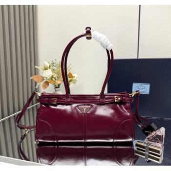Prada Bonnie medium leather handbag Dark Burgundy 2025 1BA426 (YZ-250521052)