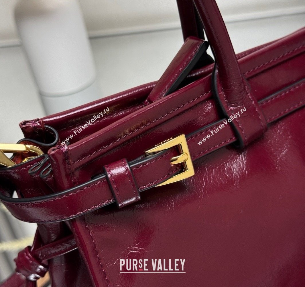 Prada Bonnie medium leather handbag Dark Burgundy 2025 1BA426 (YZ-250521052)