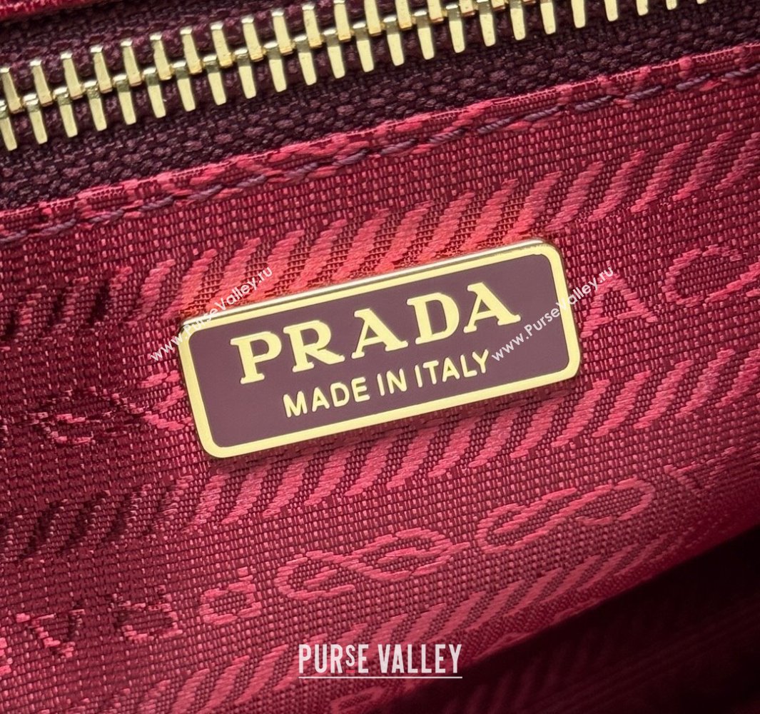 Prada Bonnie medium leather handbag Dark Burgundy 2025 1BA426 (YZ-250521052)