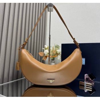 Prada Demi-lune large leather shoulder bag Brown 2025 1BC255 (YZ-250521057)