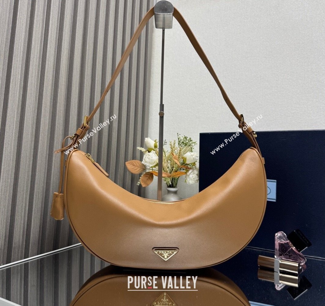 Prada Demi-lune large leather shoulder bag Brown 2025 1BC255 (YZ-250521057)