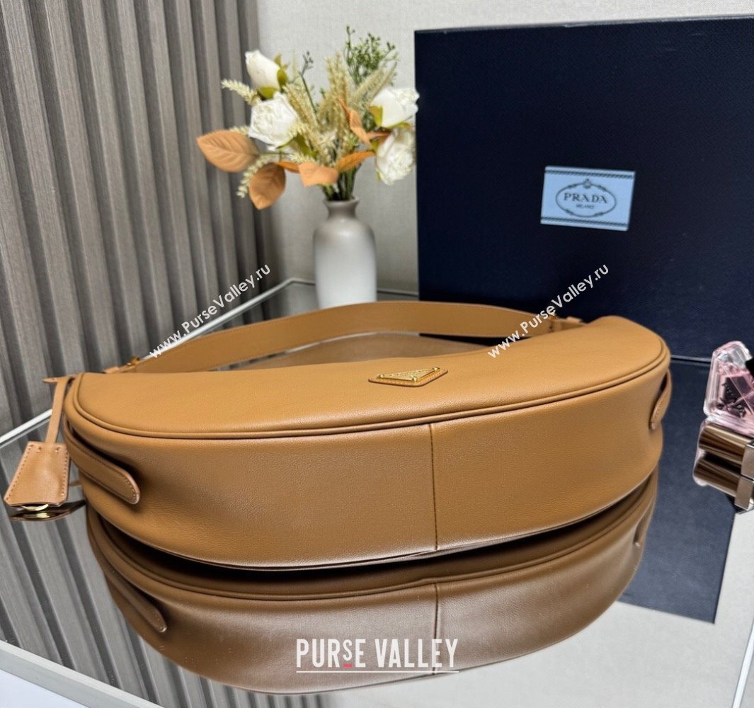 Prada Demi-lune large leather shoulder bag Brown 2025 1BC255 (YZ-250521057)