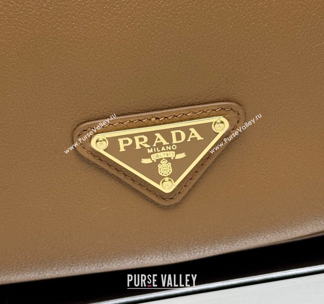 Prada Demi-lune large leather shoulder bag Brown 2025 1BC255 (YZ-250521057)
