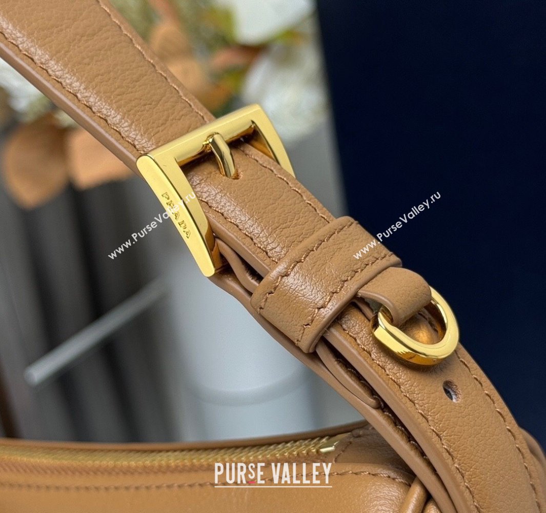 Prada Demi-lune large leather shoulder bag Brown 2025 1BC255 (YZ-250521057)