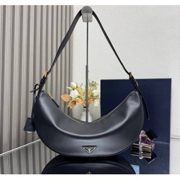 Prada Demi-lune large leather shoulder bag Black 2025 1BC255 (YZ-250521059)