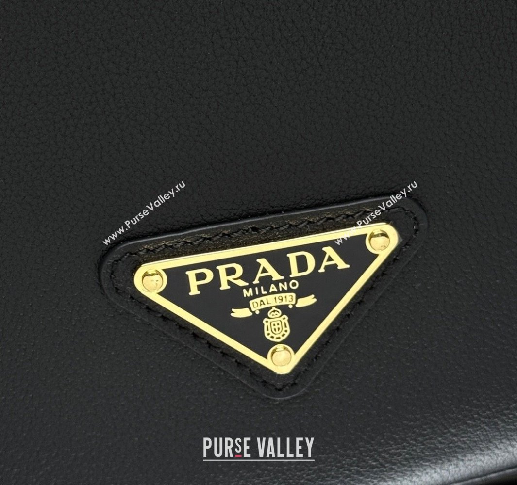 Prada Demi-lune large leather shoulder bag Black 2025 1BC255 (YZ-250521059)