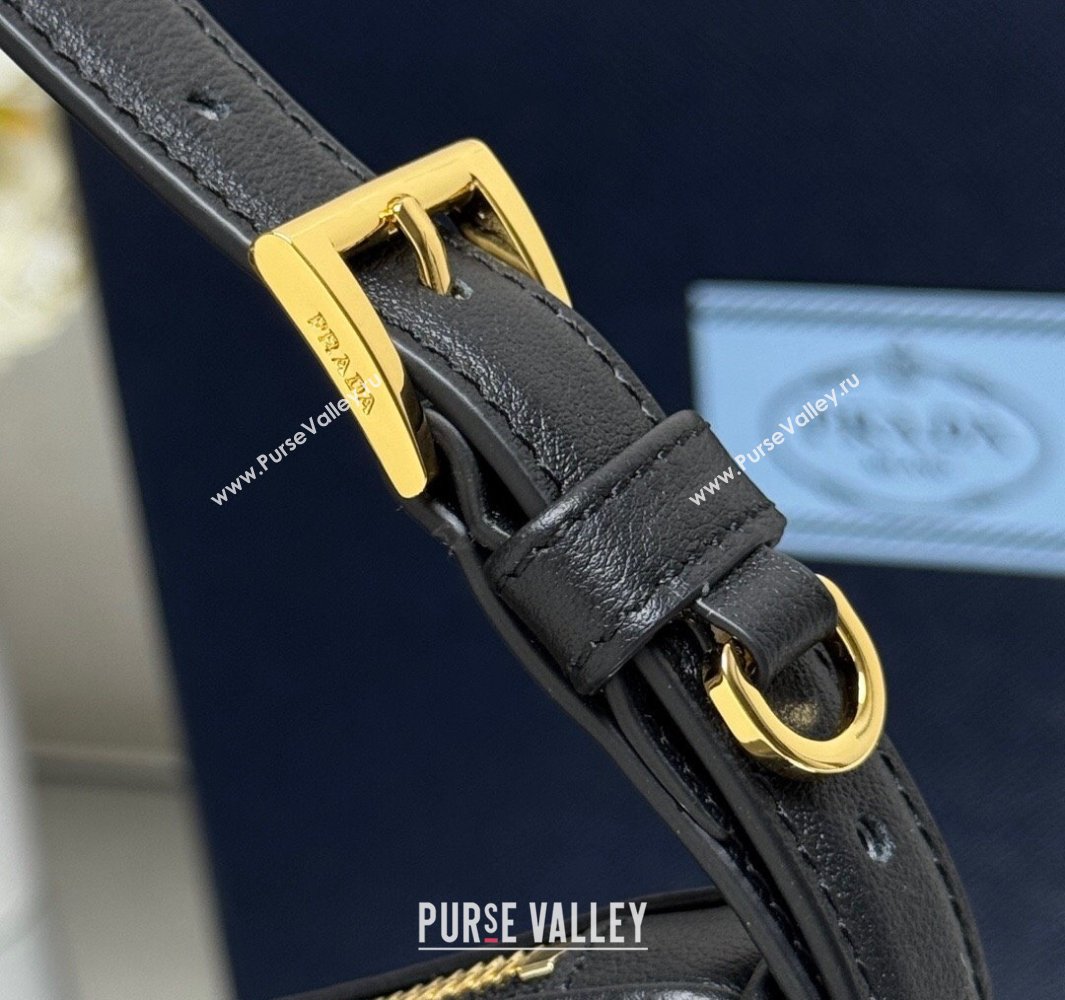 Prada Demi-lune large leather shoulder bag Black 2025 1BC255 (YZ-250521059)