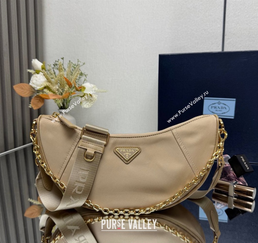 Prada Demi-lune Re-Nylon shoulder bag 1BH222 Beige 2025 (YZ-250521061)
