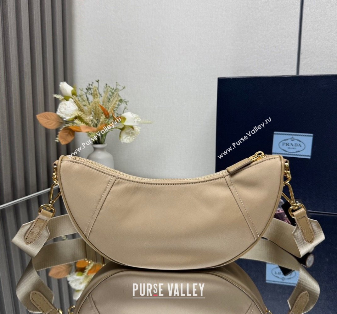 Prada Demi-lune Re-Nylon shoulder bag 1BH222 Beige 2025 (YZ-250521061)