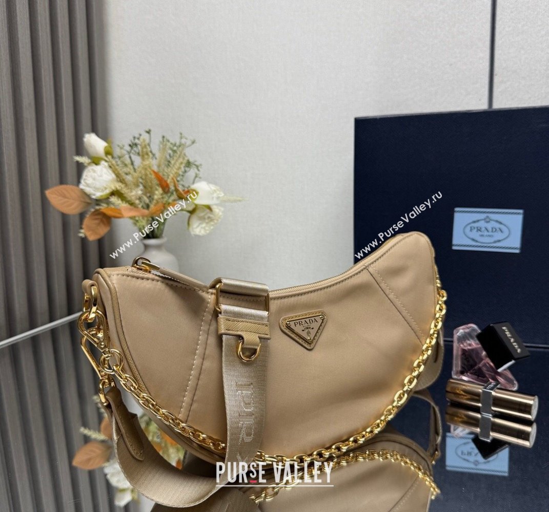 Prada Demi-lune Re-Nylon shoulder bag 1BH222 Beige 2025 (YZ-250521061)