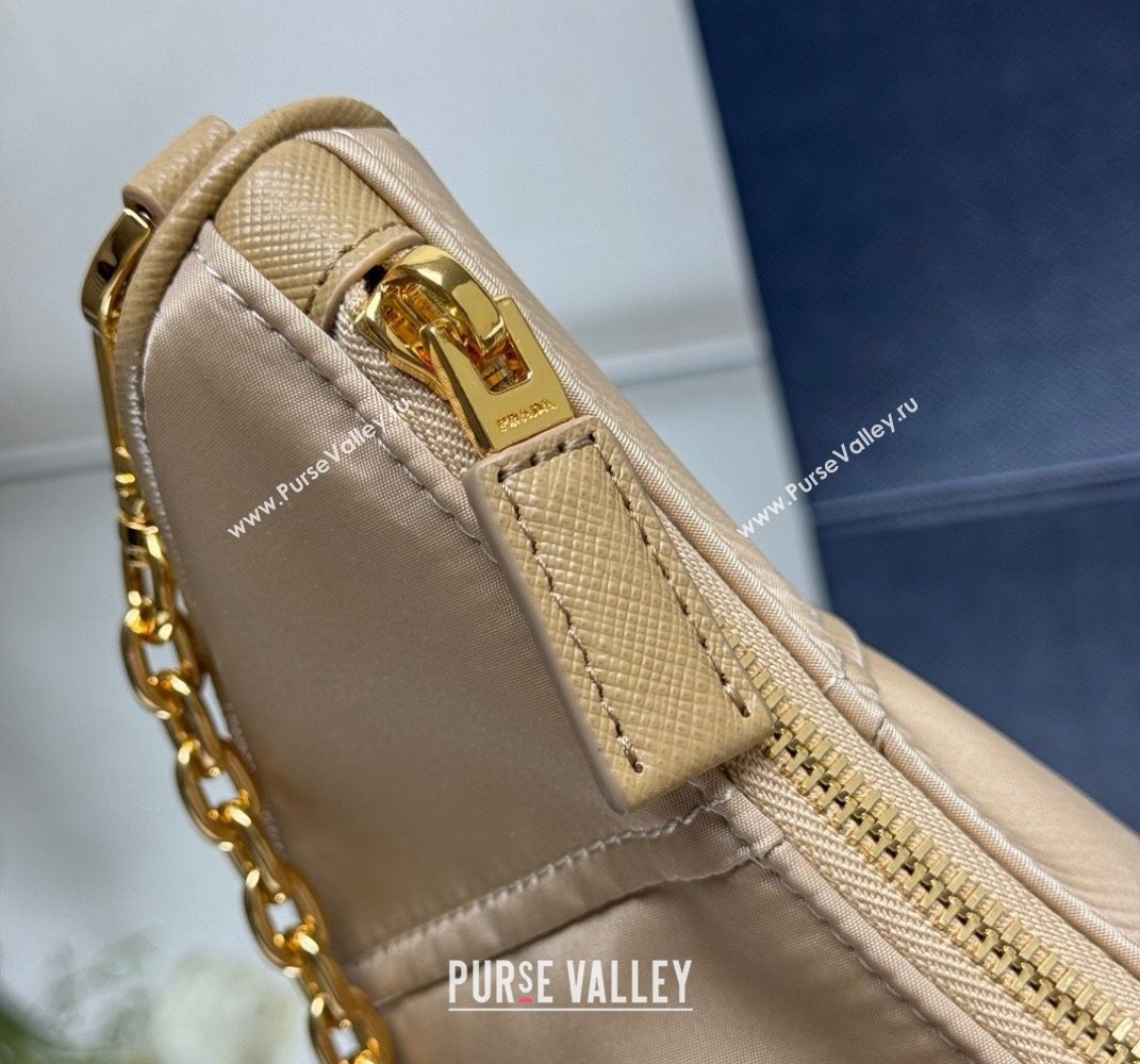 Prada Demi-lune Re-Nylon shoulder bag 1BH222 Beige 2025 (YZ-250521061)