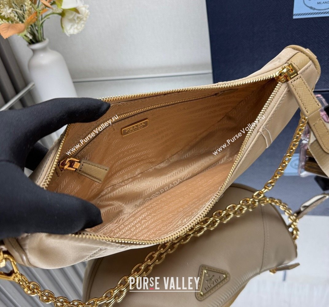 Prada Demi-lune Re-Nylon shoulder bag 1BH222 Beige 2025 (YZ-250521061)