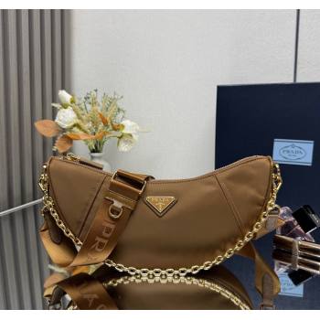 Prada Demi-lune Re-Nylon shoulder bag 1BH222 Brandy Brown 2025 (YZ-250521062)