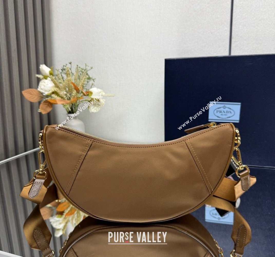 Prada Demi-lune Re-Nylon shoulder bag 1BH222 Brandy Brown 2025 (YZ-250521062)