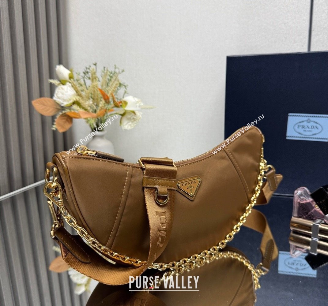 Prada Demi-lune Re-Nylon shoulder bag 1BH222 Brandy Brown 2025 (YZ-250521062)