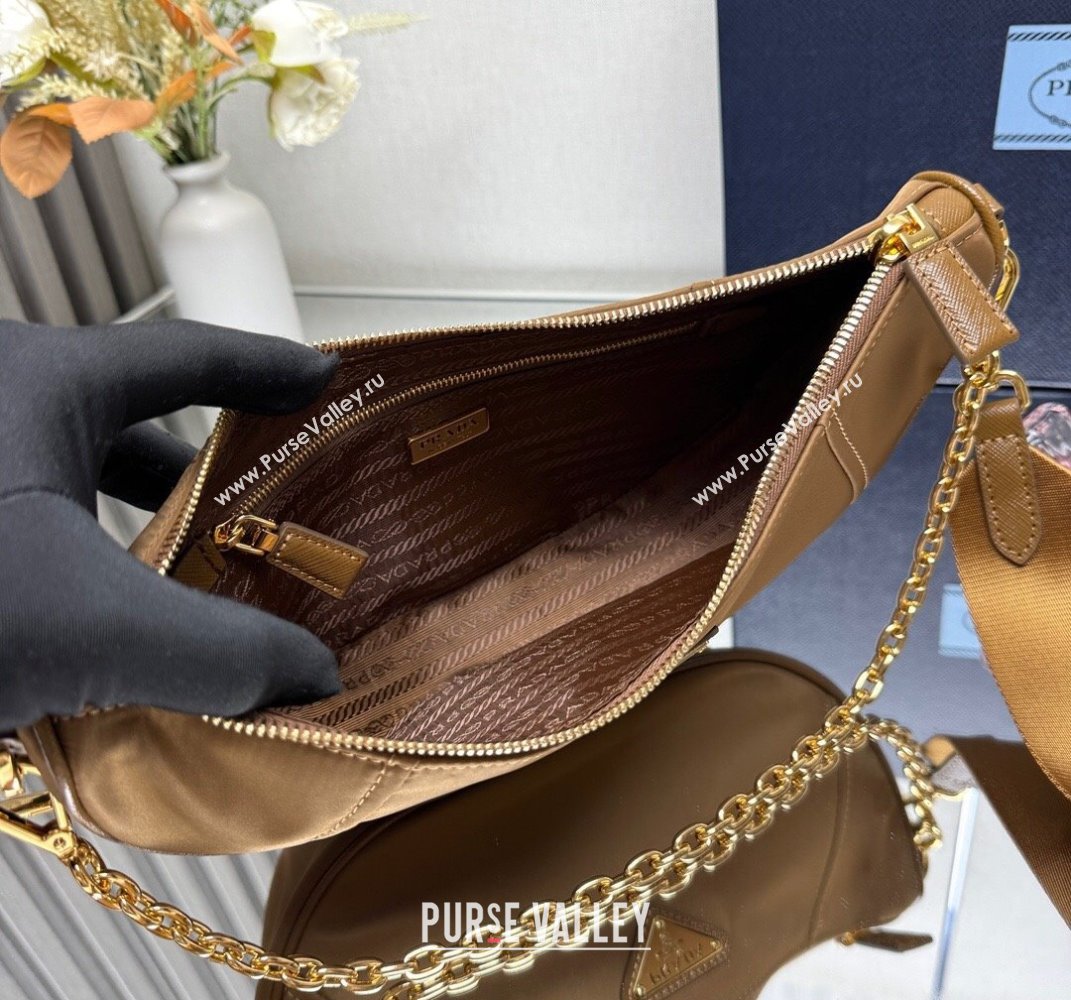 Prada Demi-lune Re-Nylon shoulder bag 1BH222 Brandy Brown 2025 (YZ-250521062)