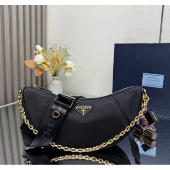 Prada Demi-lune Re-Nylon shoulder bag 1BH222 Black 2025 (YZ-250521063)
