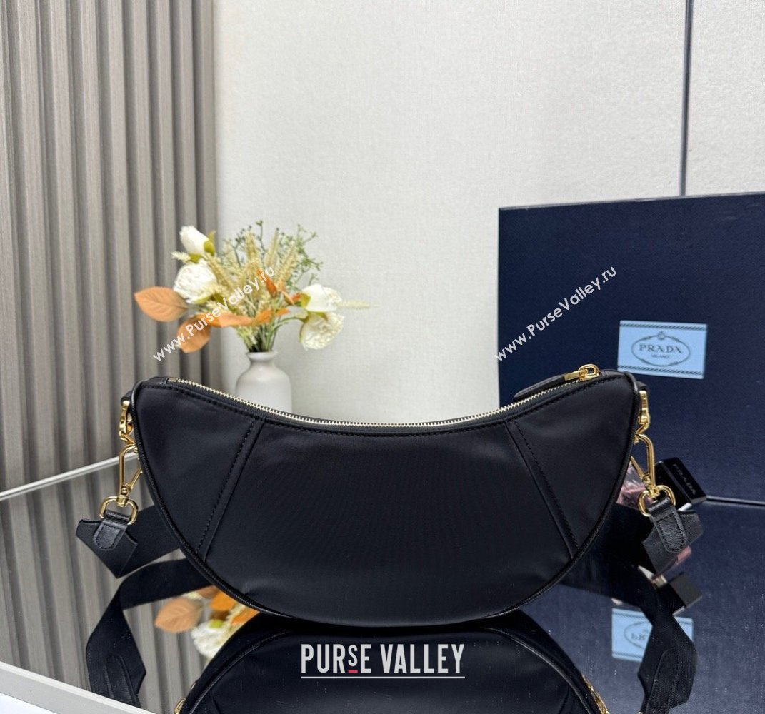 Prada Demi-lune Re-Nylon shoulder bag 1BH222 Black 2025 (YZ-250521063)