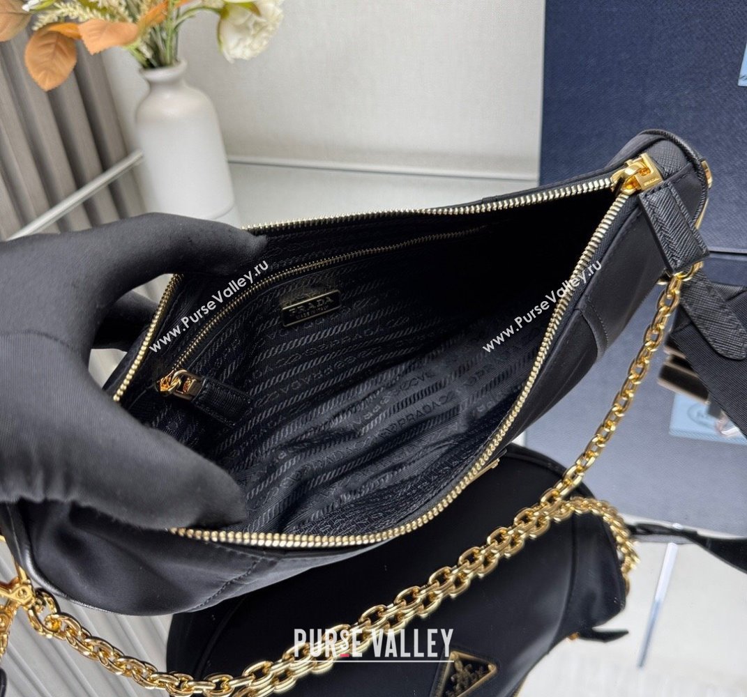 Prada Demi-lune Re-Nylon shoulder bag 1BH222 Black 2025 (YZ-250521063)