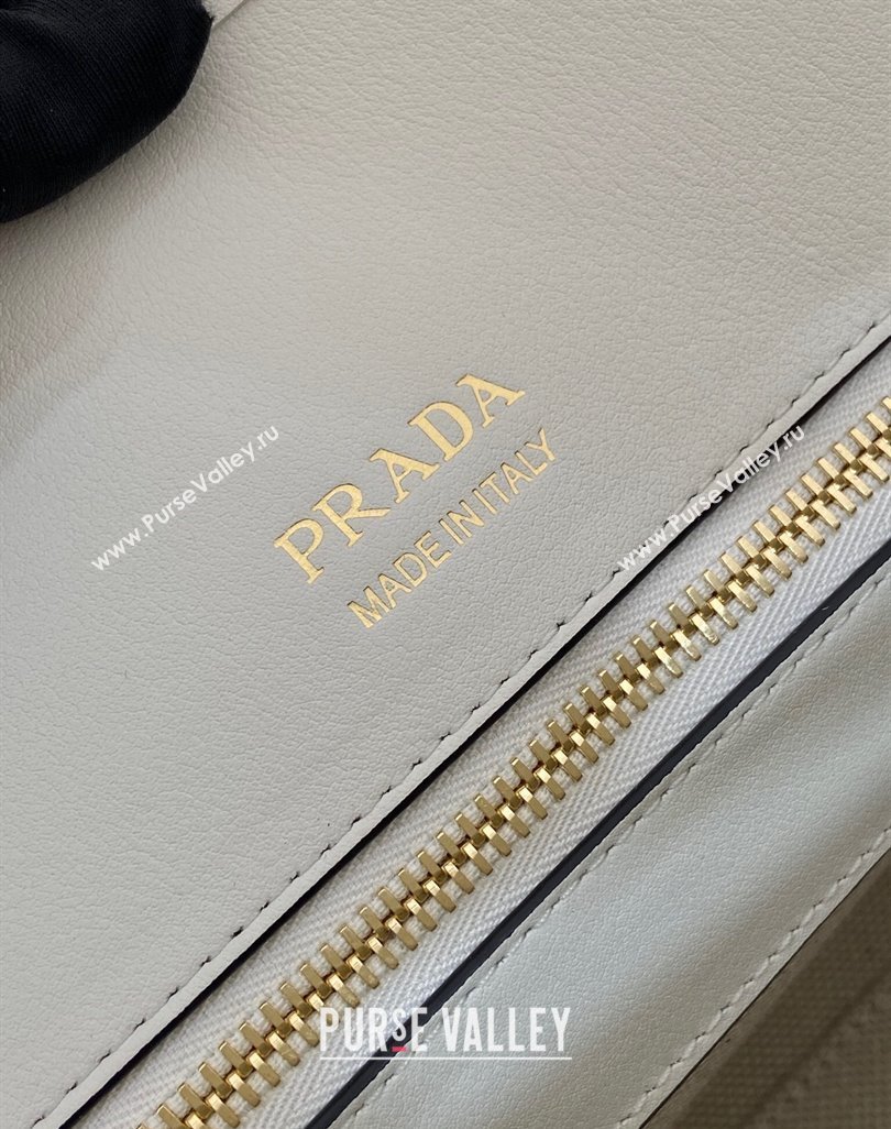 Prada Medium linen blend and leather tote bag White 2025 1BG572 (YZ-250521065)