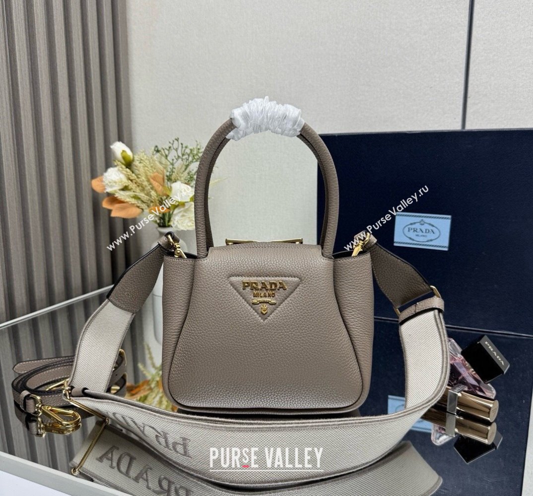 Prada Leather mini handbag Clay Grey 2025 1BA362 (YZ-250521007)