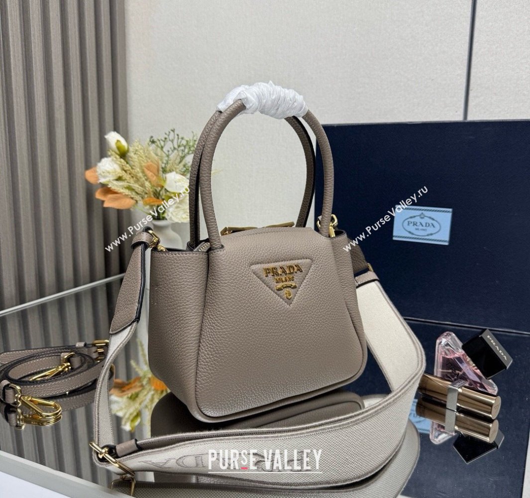 Prada Leather mini handbag Clay Grey 2025 1BA362 (YZ-250521007)