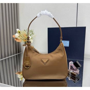 Prada Re-Edition 2005 Re-Nylon and Saffiano hobo mini bag Brandy Brown 2025 1N204M (YZ-250521075)