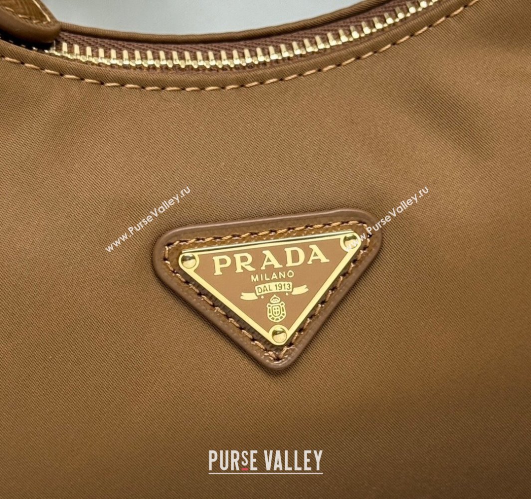 Prada Re-Edition 2005 Re-Nylon and Saffiano hobo mini bag Brandy Brown 2025 1N204M (YZ-250521075)
