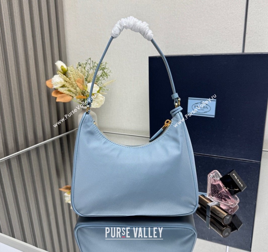 Prada Re-Edition 2005 Re-Nylon and Saffiano hobo mini bag Pale Blue 2025 1N204M (YZ-250521076)