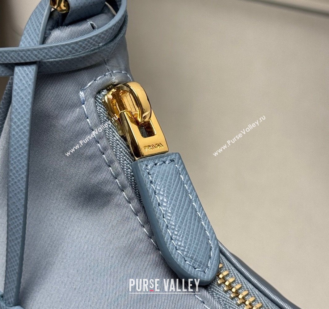 Prada Re-Edition 2005 Re-Nylon and Saffiano hobo mini bag Pale Blue 2025 1N204M (YZ-250521076)