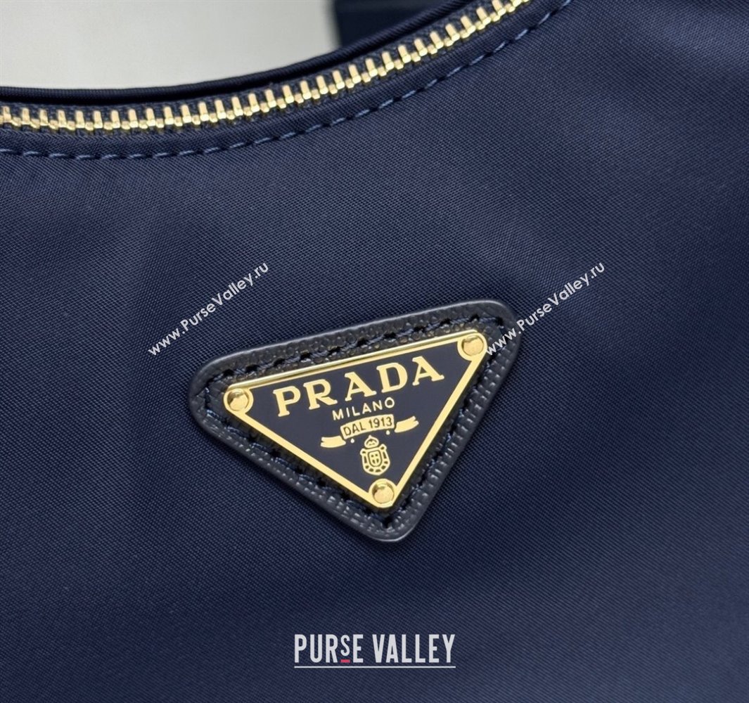 Prada Re-Edition 2005 Re-Nylon and Saffiano hobo mini bag Balticlue Blue 2025 1N204M (YZ-250521077)