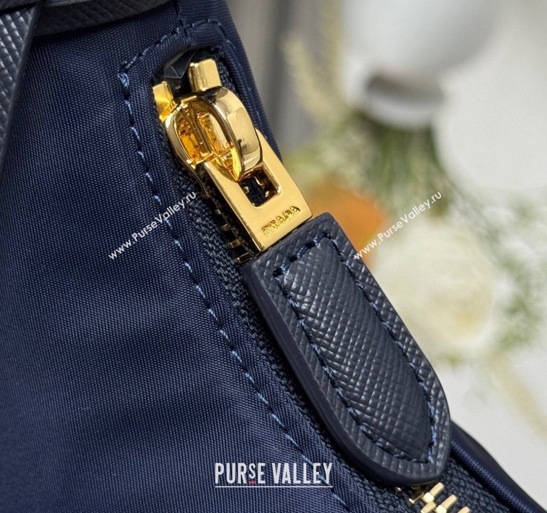 Prada Re-Edition 2005 Re-Nylon and Saffiano hobo mini bag Balticlue Blue 2025 1N204M (YZ-250521077)
