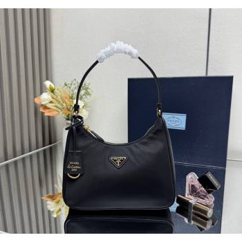 Prada Re-Edition 2005 Re-Nylon and Saffiano hobo mini bag Black 2025 1N204M (YZ-250521078)