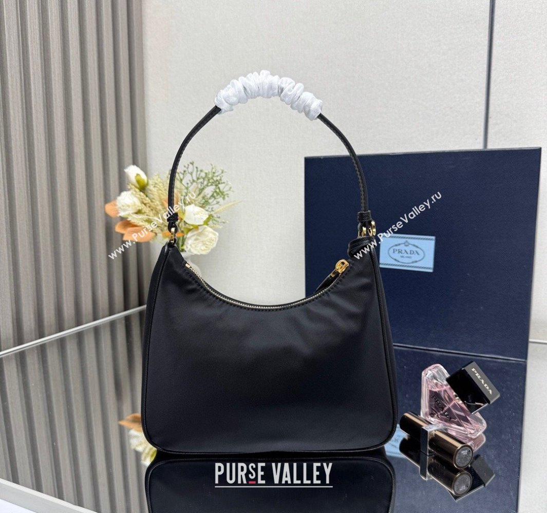 Prada Re-Edition 2005 Re-Nylon and Saffiano hobo mini bag Black 2025 1N204M (YZ-250521078)