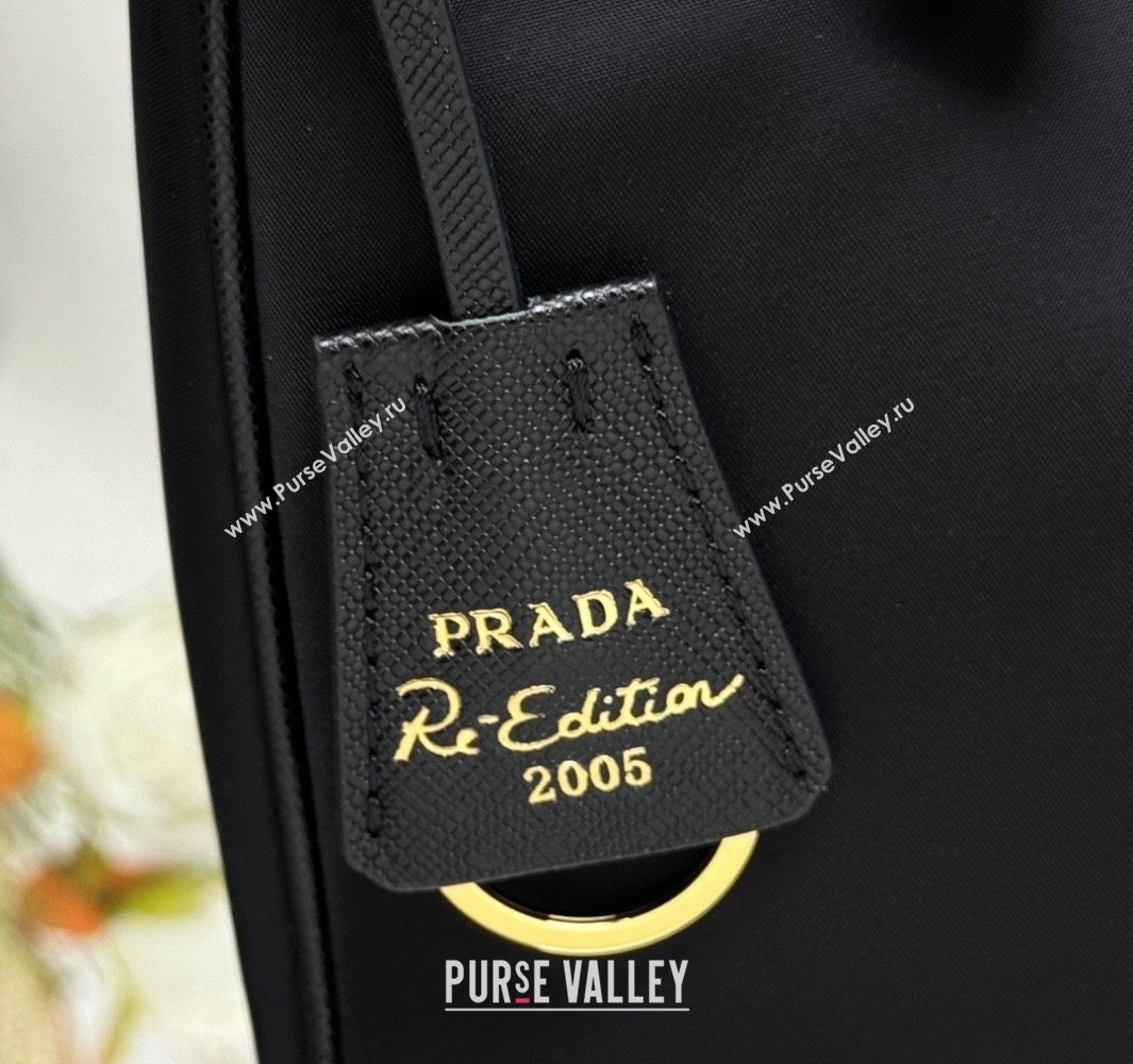 Prada Re-Edition 2005 Re-Nylon and Saffiano hobo mini bag Black 2025 1N204M (YZ-250521078)